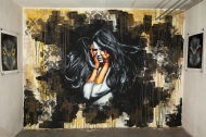 SNIK Stencil Artwork Portrait of a Girl on Wall in Starkart Gallery Zuerich
