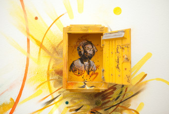 C215 Artwork, Portrait in Postbox with Art Face