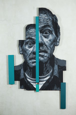 Daniel-Eime, Portrait, old man, Stencil, Black, white, grey