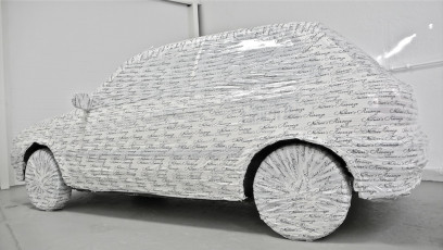 Objet ScotchÃ©, 2011, Ludo, mixed media/tape on car, installation, not for sale, artwork,